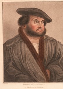 Autoportrét umělce Hanse Holbeina v Kensingtonském paláci. ,1812 (rytina) od Hans (after) Holbein the Younger