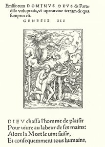 The Driving Forth from Eden (rytina) od Hans (after) Holbein the Younger