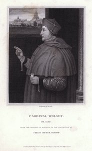Thomas Wolsey , anglický politik, arcibiskup a kardinál katolické církve (rytina) od Hans (after) Holbein the Younger