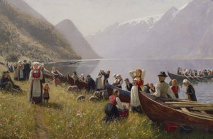 Jít do kostela v Hardangeru (olej na plátně)