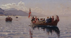 Svatební průvod v Sognefjordu (olej na plátně)