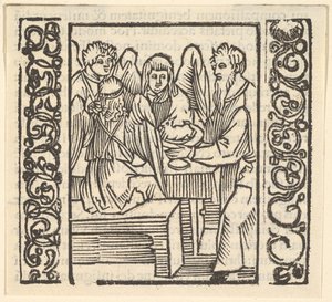 Andělé sloužili u stolu, ilustrace ze Speculum Passionis, 1507, 1507. od Hans Baldung