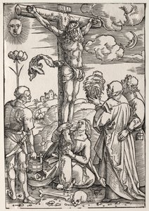 Kristus na kříži s Marií, svatým Janem, Marií Magdalénou a svatým Štěpánem od Hans Baldung