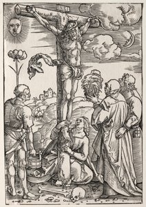 Kristus na kříži s Marií, svatým Janem, Marií Magdalénou a svatým Štěpánem, 1505. od Hans Baldung
