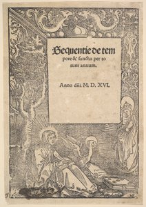 Svatý Jan Evangelista na Patmosu, titulní strana z Hymni de tempore et de sanctis, 1516 od Hans Baldung