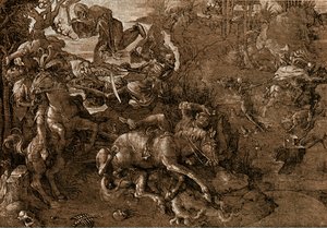 Bitva rytířů se smrtí od Hans Baldung Grien