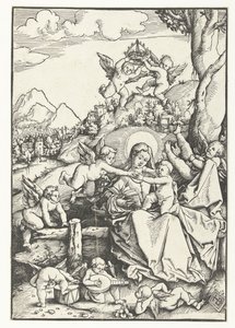 Marie s dítětem s osmi anděly v krajině od Hans Baldung Grien