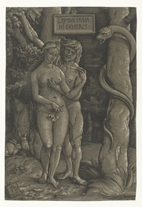 Pokušení Adama a Evy v ráji Pád člověka Lapsvs Hvmani Generis (název na objektu) od Hans Baldung Grien