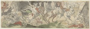Bojová scéna s jezdci, vpravo Jael a Sisera od Hans Bock (der Jungere)