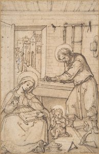 Dětství Kristovo, v tesařské dílně, 1534-93. od Hans Bol.