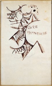 Gare Montparnasse Kresba čínským inkoustem a tužkou od Hanse Bolze (1885-1918) 1912 Soukromá sbírka od Hans Bolz