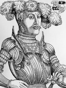 Muotokuva Philip I:stä, Hessenin landgravesta, joka tunnetaan nimellä Magnanimous (1504-1567), kaiverrus Hans Brosamer (1495-1554)