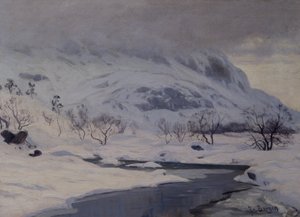 Horská krajina, zima od Hans Fredrik Henriksen Borgen
