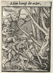 Tanec smrti: Adam obdělává půdu od Hans Holbein
