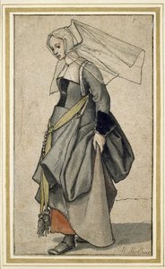 Mladá Angličanka, 16. století (pero a inkoust a wc na papíře) od Hans Holbein der Jüngere