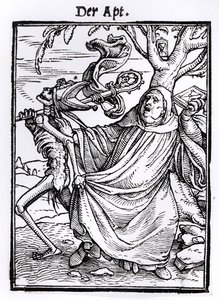 Smrt a opat, z „Tance smrti“, vyryl Hans Lutzelburger, kolem roku 1538 od Hans Holbein der Jüngere
