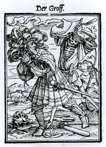 Smrt a hrabě, z „Tance smrti“, vyryl Hans Lutzelburger, kolem roku 1538 od Hans Holbein der Jüngere
