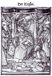 Smrt a císař, z „Tance smrti“, rytina Hanse Lutzelburgera, kolem roku 1538 od Hans Holbein der Jüngere