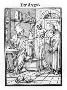 Smrt a lékař, z „Tance smrti“, vyryl Hans Lutzelburger, kolem roku 1538 od Hans Holbein der Jüngere