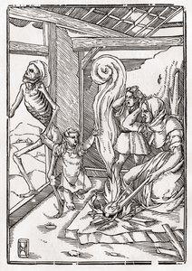 Smrt přichází pro dítě, z „Der Todten Tanz“, vydané v Basileji, 1843 od Hans Holbein der Jüngere