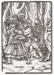 Smrt přichází pro lupiče, z „Der Todten Tanz“, vydaného v Basileji, 1843 od Hans Holbein der Jüngere