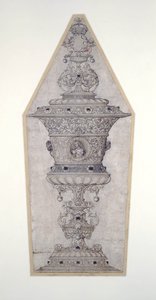 Design pro zlatý pohár Jane Seymour (pero a inkoust a zlato na papíře) od Hans Holbein der Jüngere