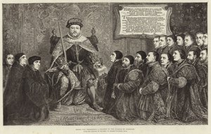 Král Jindřich VIII. předává listinu kolegiu chirurgů od Hans Holbein der Jüngere