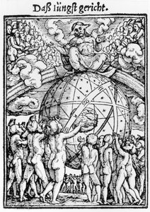 Poslední soud, z „Tance smrti“, vyrytý Hansem Lutzelburgerem, kolem roku 1538 od Hans Holbein der Jüngere