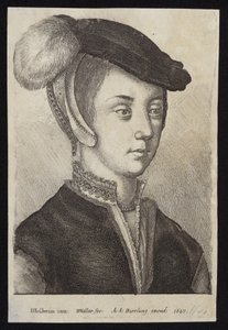 Mladá žena s čepicí s peřím od Hans Holbein der Jüngere