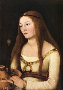 Katharina Schwarz s atributy své jmenovkyně světice od Hans Holbein the Elder