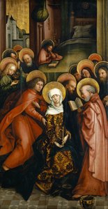 Smrt Panny, Malované křídlo Afra-oltářníku, 1490