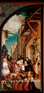 Oltářní obraz Oberried: „Klanění tří králů““ Detrempe na dřevě od Hanse Holbeina Mladého (1497/8-1543) 1521-1522 Ne. 231x109 cm Cathedrale de Fribourg, Švýcarsko od Hans Holbein der Jüngere
