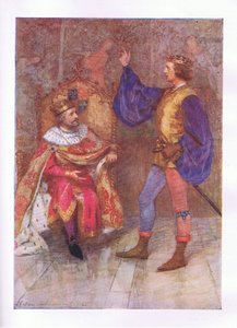 A zemřu sto tisíc smrtí, než poruším nejmenší část tohoto slibu (král Jindřich IV.), z The Complete Works of Shakespeare publikovaných George Harrap & Co Ltd, 20. léta od Hans Holbein der Jüngere