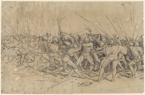 Bitevní scéna, asi 1524 (pero, tuš a wash)