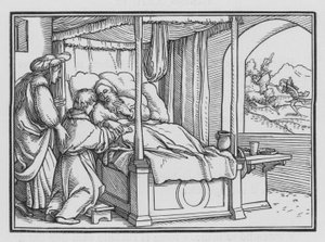 Jákob klame svého Otce a získává požehnání, Genesis XXVII, 21 od Hans Holbein der Jüngere