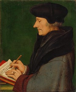 Portrét Erasma Rotterdamského psaní, 1523