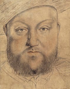 Portrét anglického krále Jindřicha VIII. (Henri VIII.) od Holbeina, Hanse, mladšího (1497-1543), kolem 1540 - Uhlí, pastel a sangvinik na kartonu - Staatliche Graphische Sammlung, Mnichov od Hans Holbein der Jüngere