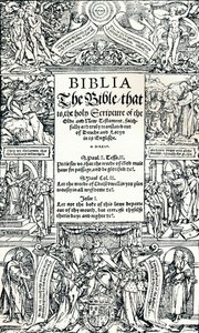 Titulní strana anglické Bible Coverdales, 1535 od Hans Holbein der Jüngere