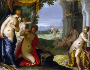 Diana a Actaeon, kolem 1596-1606 (olej na mědi)
