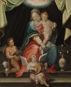 Madona s trůnem (olej na mědi) od Hans I or Johann Rottenhammer