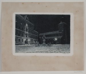 Náměstí u sv. Knudův kostel v Odense. Večer od Hans Julius Fæster