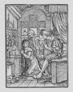 Jeptiška, z Tanec smrti, ca. 1526, vydáno 1538. od Hans Lützelburger