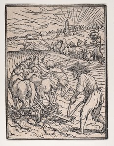 Rolník nebo oráč, z Tanec smrti, ca. 1526, vydáno 1538. od Hans Lützelburger