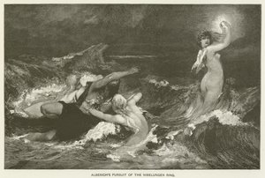 Alberichs pronásleduje prsten Nibelungů od Hans Makart
