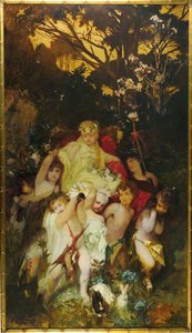 Moderní Amoretti, Triptych, centrální panel, 1868. od Hans Makart
