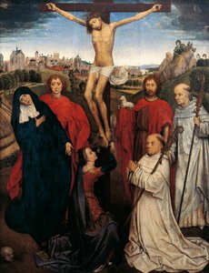 Ukřižování, Centrální panel z Triptychu Jana Crabbeho, c.1470 od Hans Memling