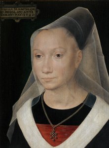Detail portrét mladé ženy od Hans Memling