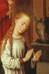 Detail Panny Marie z betléma od Hans Memling