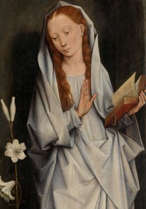 Detail Panny Marie z rubu páru křídel znázorňujících Zvěstování (olej na panelu) od Hans Memling