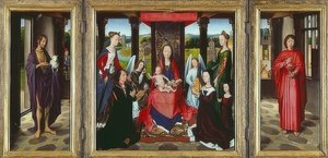 Panna s dítětem a svatými (The Donne Triptych). Kolem roku 1478 od Hans Memling